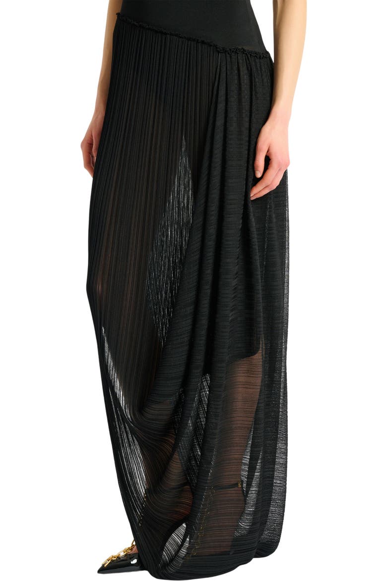 Long draped viscose dress, Alternate, color, black