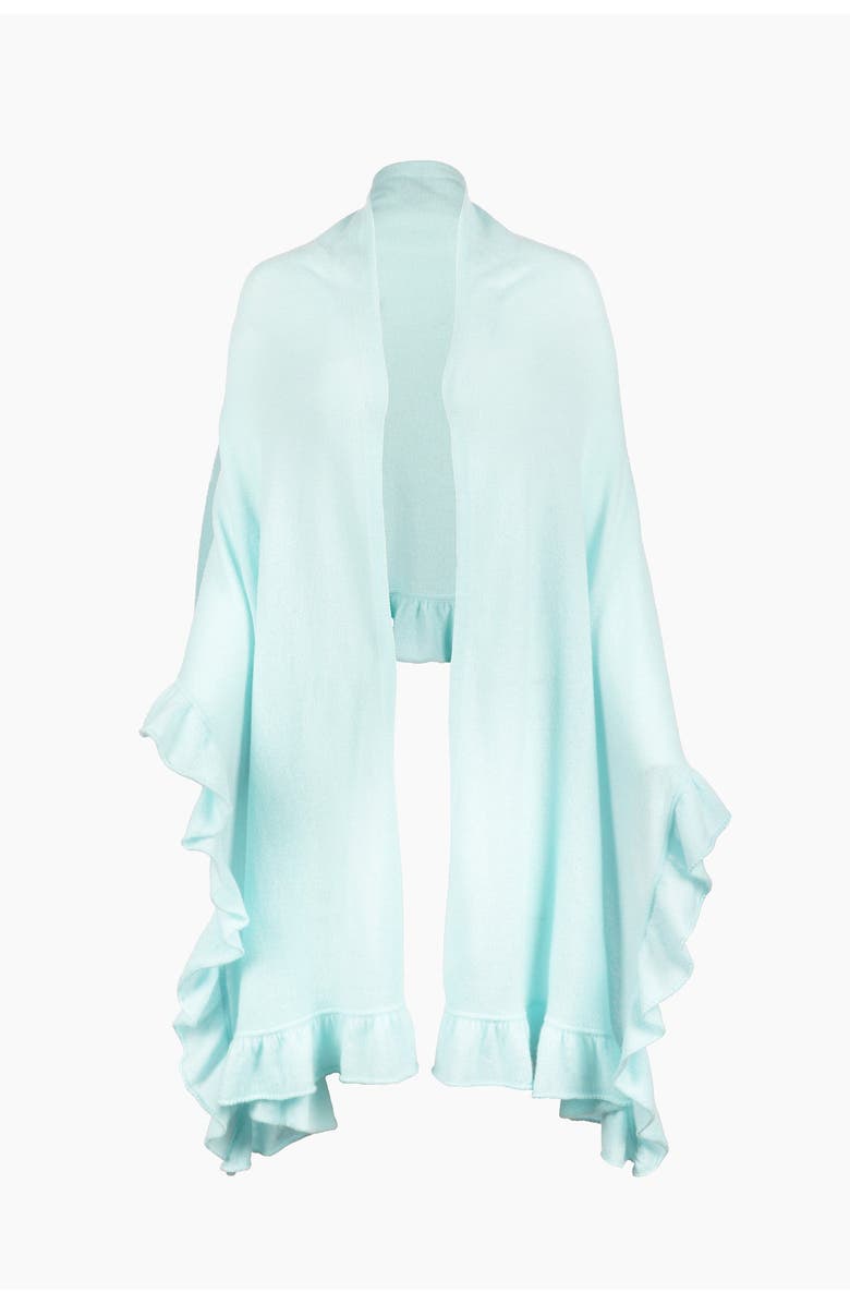 Kinross Cashmere Ruffle Trim Wrap, Main, color, Aquatic