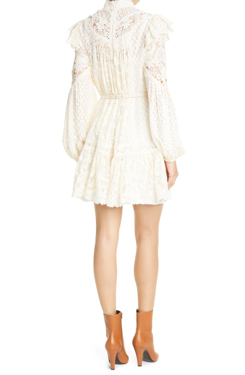 Zimmermann Concert Long Sleeve Textured Lace Minidress, Alternate, color, 