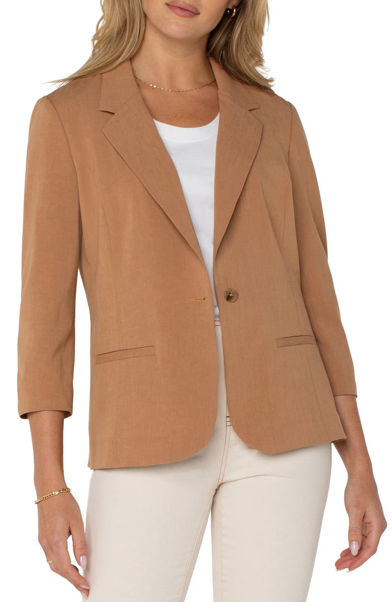 Liverpool Los Angeles Fitted Ruched Sleeve Blazer, Main, color, 