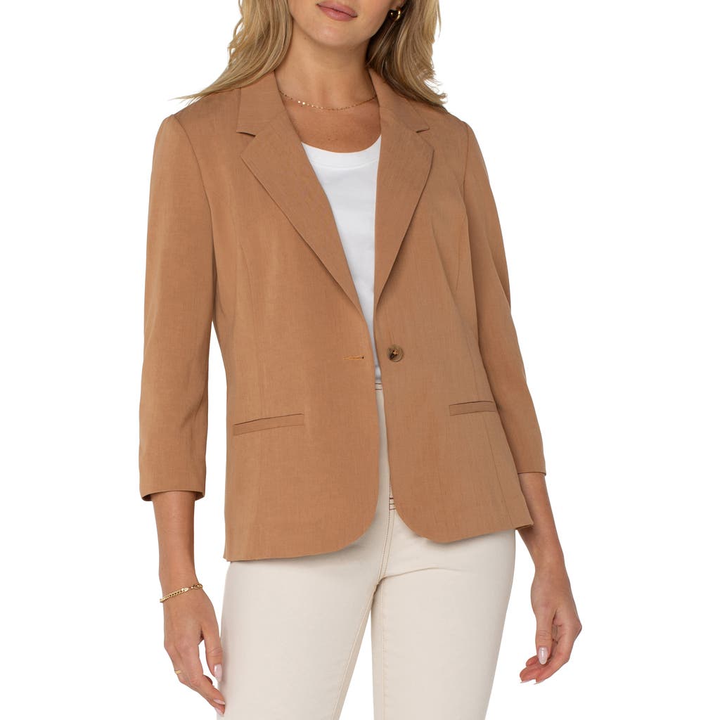 Shop Liverpool Los Angeles Fitted Ruched Sleeve Blazer In Portobello
