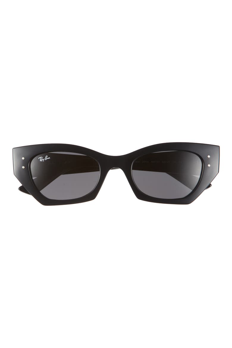 Zena 52mm Geometric Sunglasses, Main, color, BLACK / BLACK