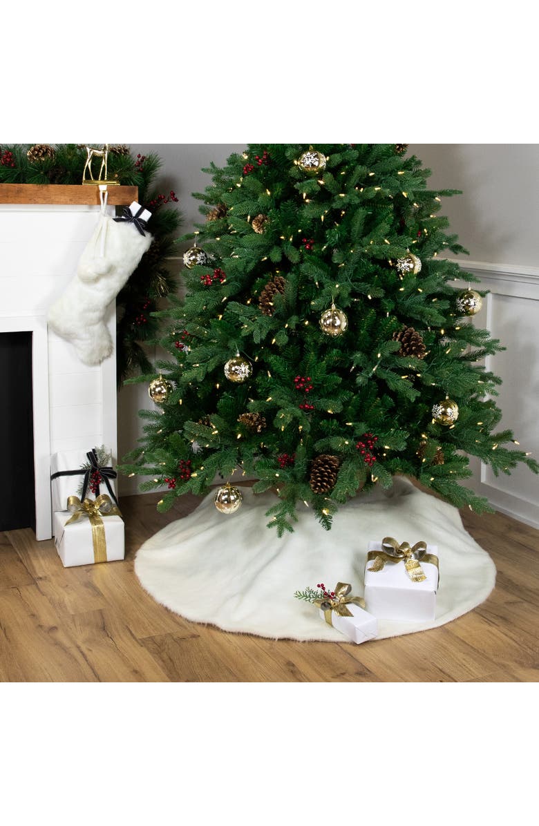 Northlight Polar Bear Faux Fur Christmas Stocking with Pom Poms - 20.5" - White, Alternate, color, White