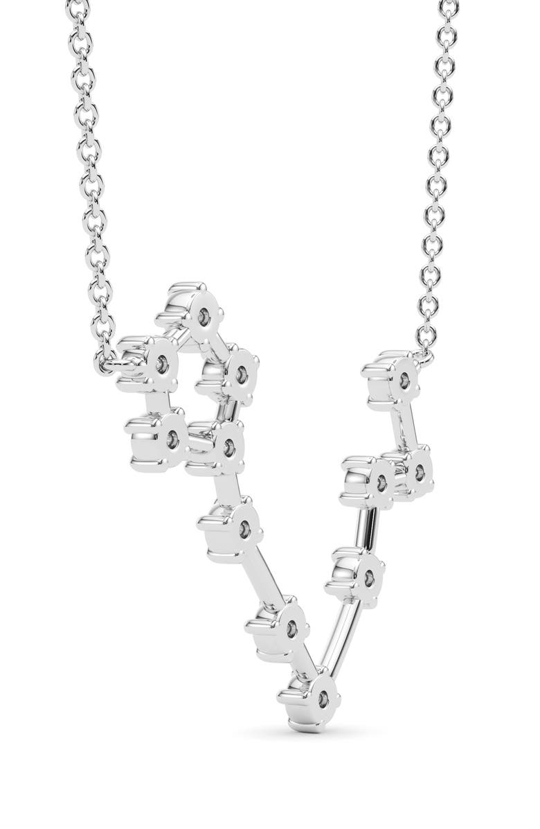 HauteCarat Pisces Constellation Lab Created Diamond Necklace, Alternate, color, 18K White Gold
