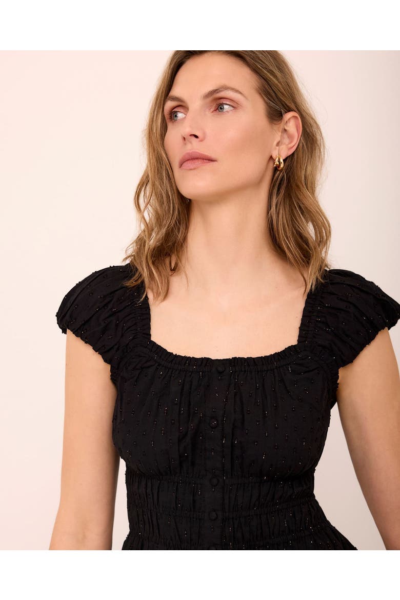 Cotton Blend Textured Midi Dress, Alternate, color, Black