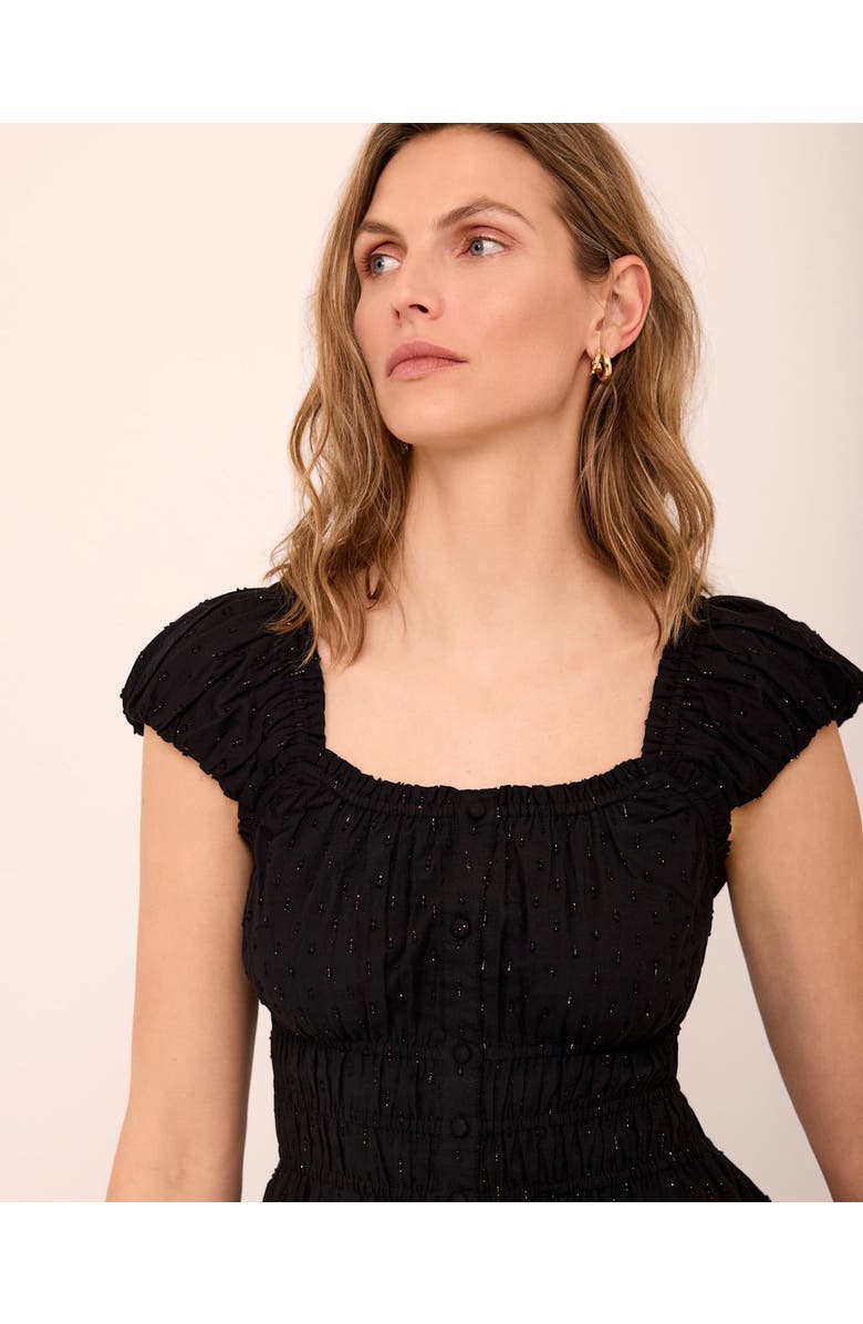 MINT VELVET Cotton Blend Textured Midi Dress, Alternate, color, Black