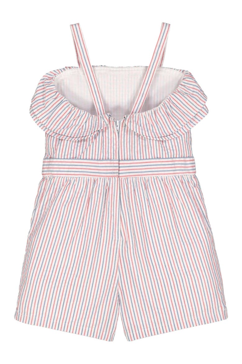 Baby Girls' Ruffle Edge Romper, Infant, Alternate, color, Red and Blue Seersucker
