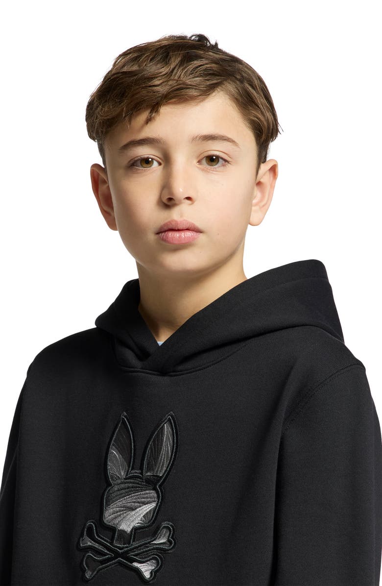 Psycho Bunny Kids' Embroidered Hoodie, Alternate, color, Black