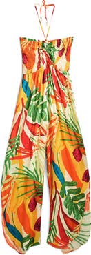 Desigual Tropical Print Halter Cover-Up Jumpsuit