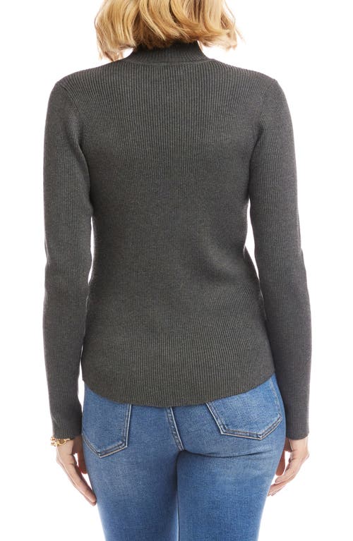 Karen Kane Rib Mock Neck Sweater In Gray