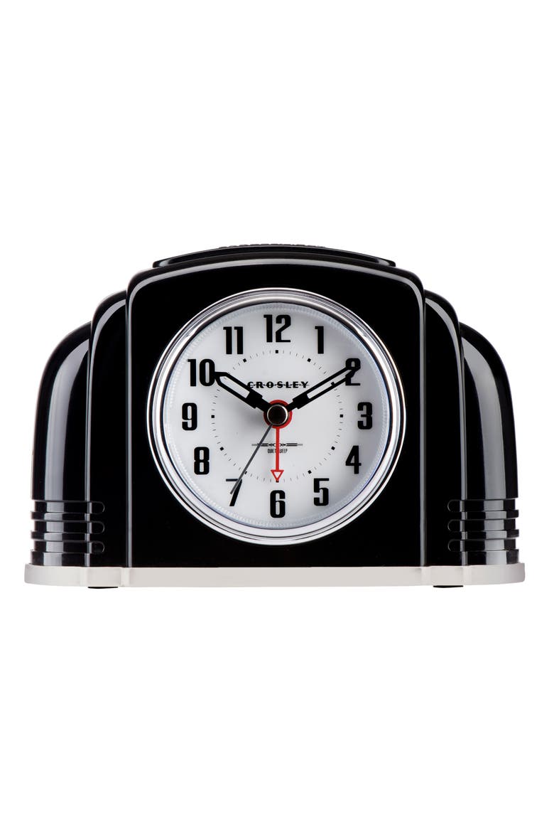 Art Deco Analog Alarm Clock, Main, color, BLACK