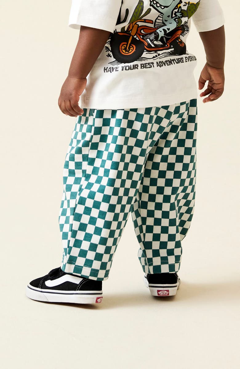 NEXT Kids' Check Knit Cotton Drawstring Pants, Alternate, color, Green Multi