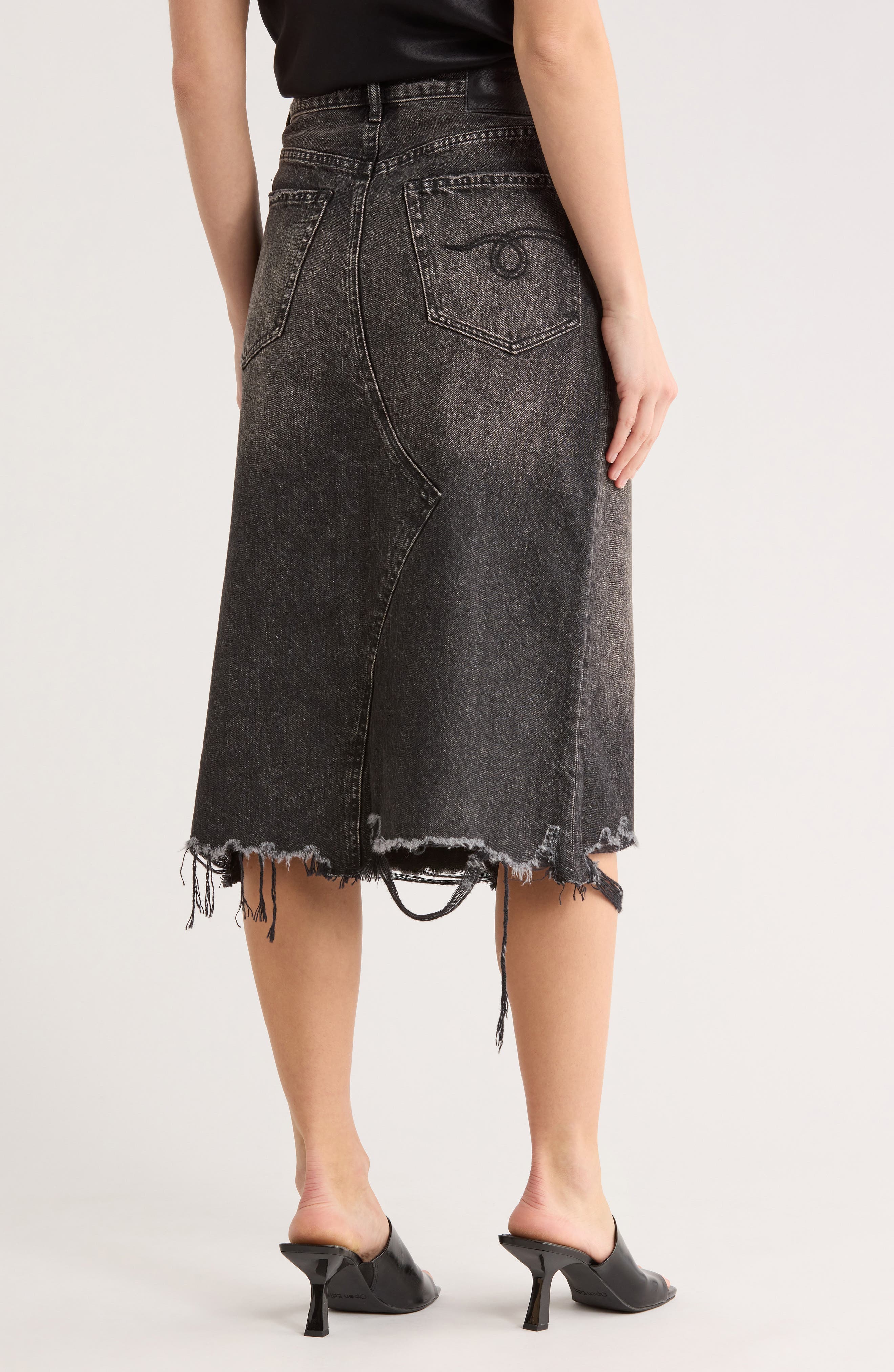 Jesse Raw Hem Midi Denim Skirt - image 2