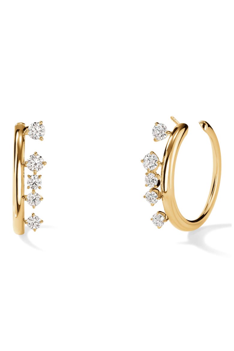 Barre Small Floating Hoop Earrings, Main, color, YELLOW GOLD/ DIAMOND