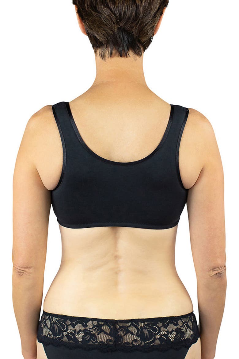 Maia Front Close Pocketed Bralette, Alternate, color, BLACK