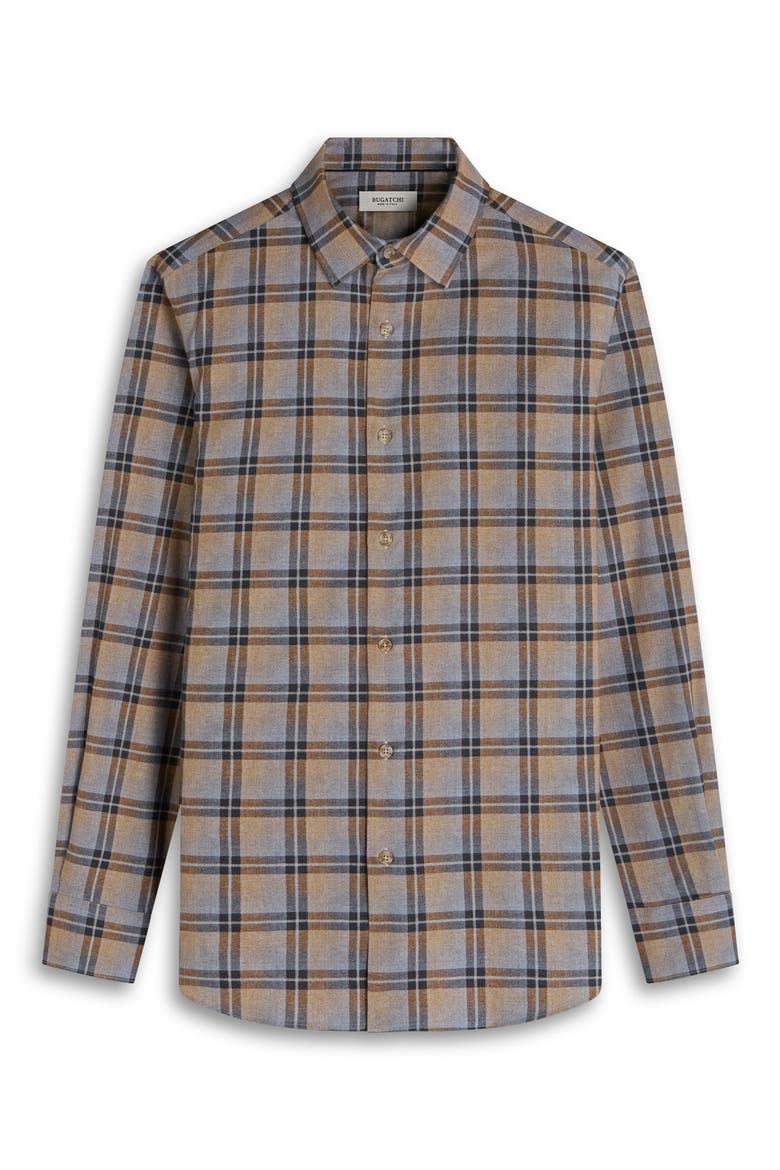 Julian Plaid Cotton Button Up Shirt, Alternate, color, CAMEL