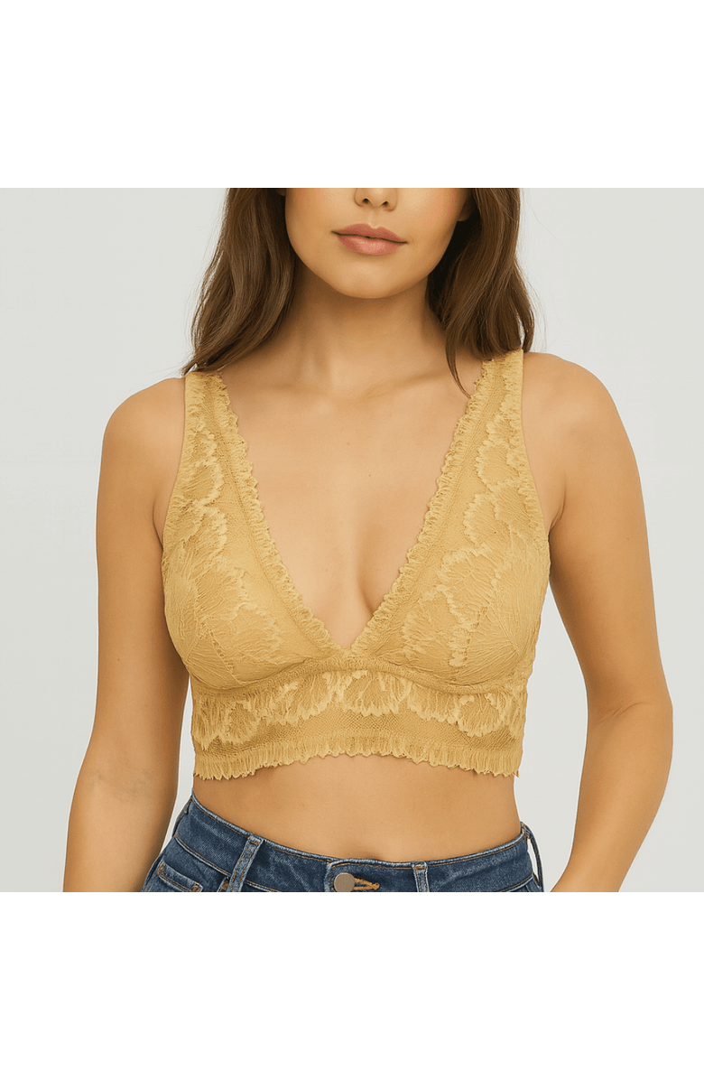 Meadow Lily Soft Lace Bralette, Main, color, Buff