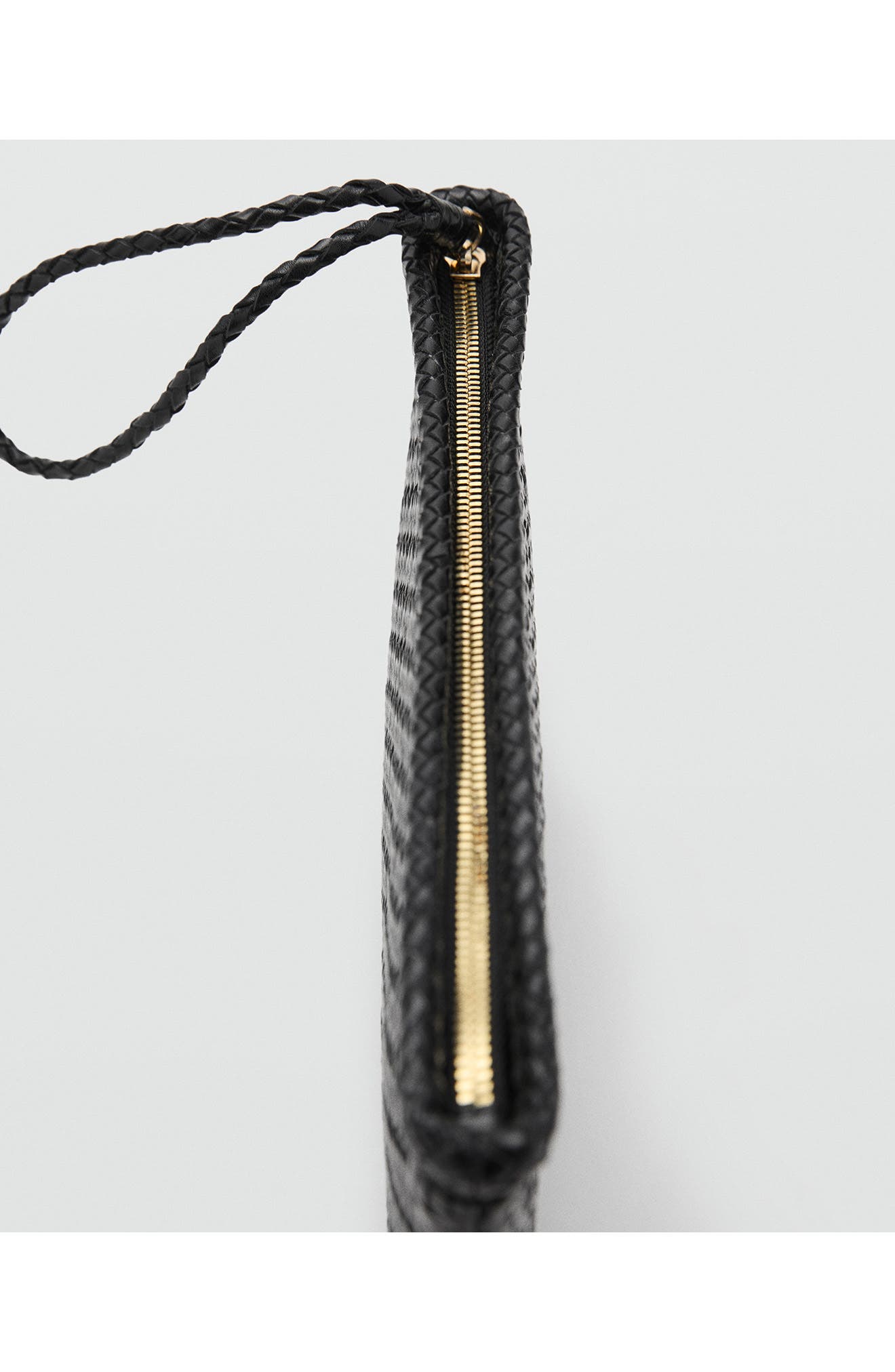 MANGO Braided Leather Clutch, Alternate, color, 