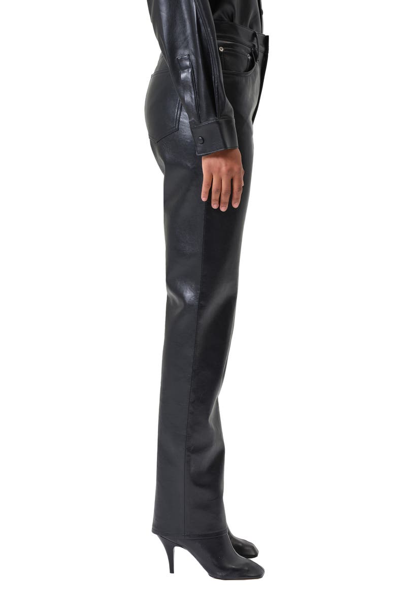 '90s Pinch Waist Straight Leg Leather Blend Pants, Alternate, color, DETOX