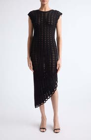LOULOU DE SAISON Malena Asymmetric Pointelle Sweater Dress