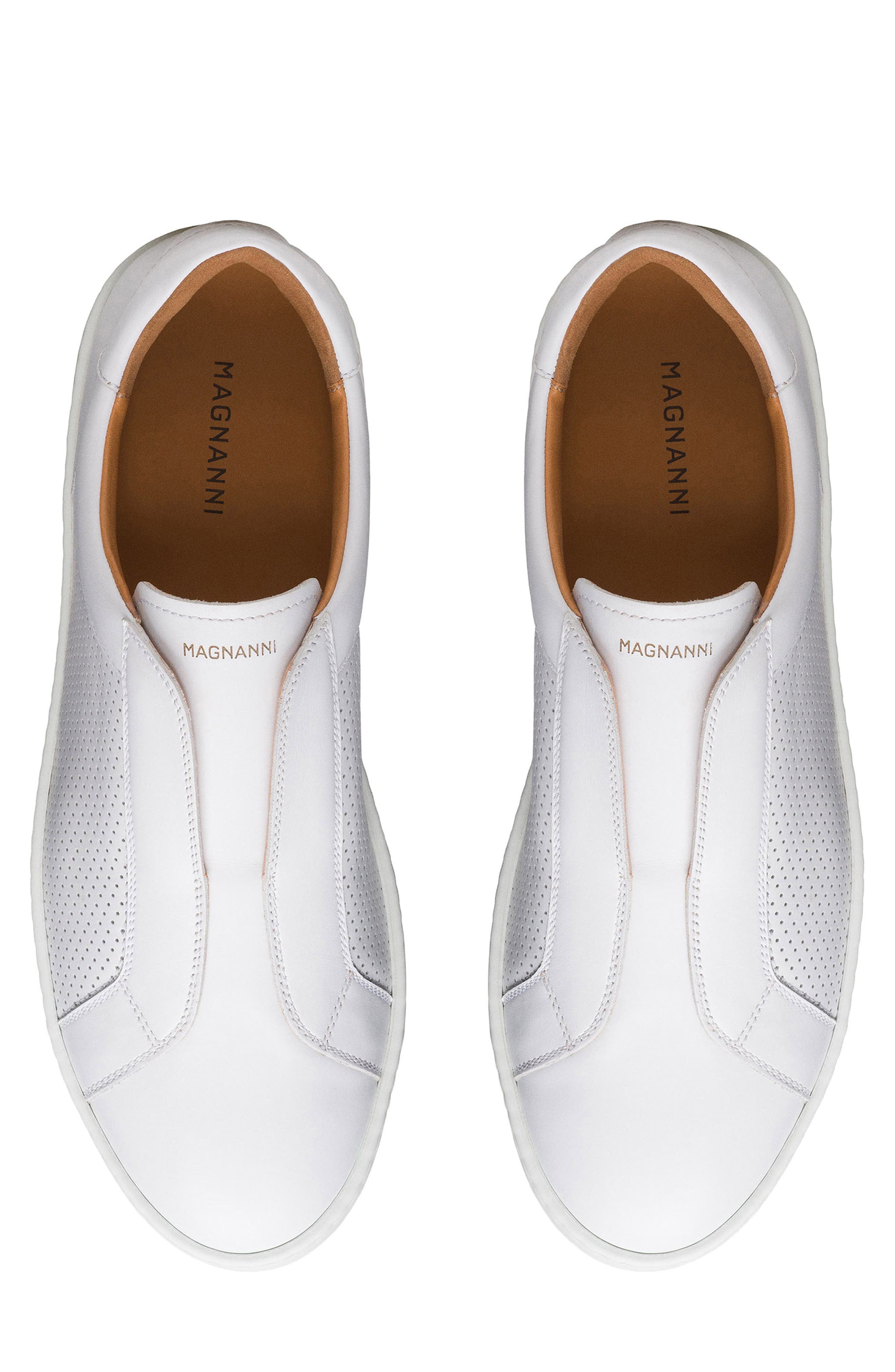Magnanni Costa Perforated Slip-On Sneaker, Alternate, color, White