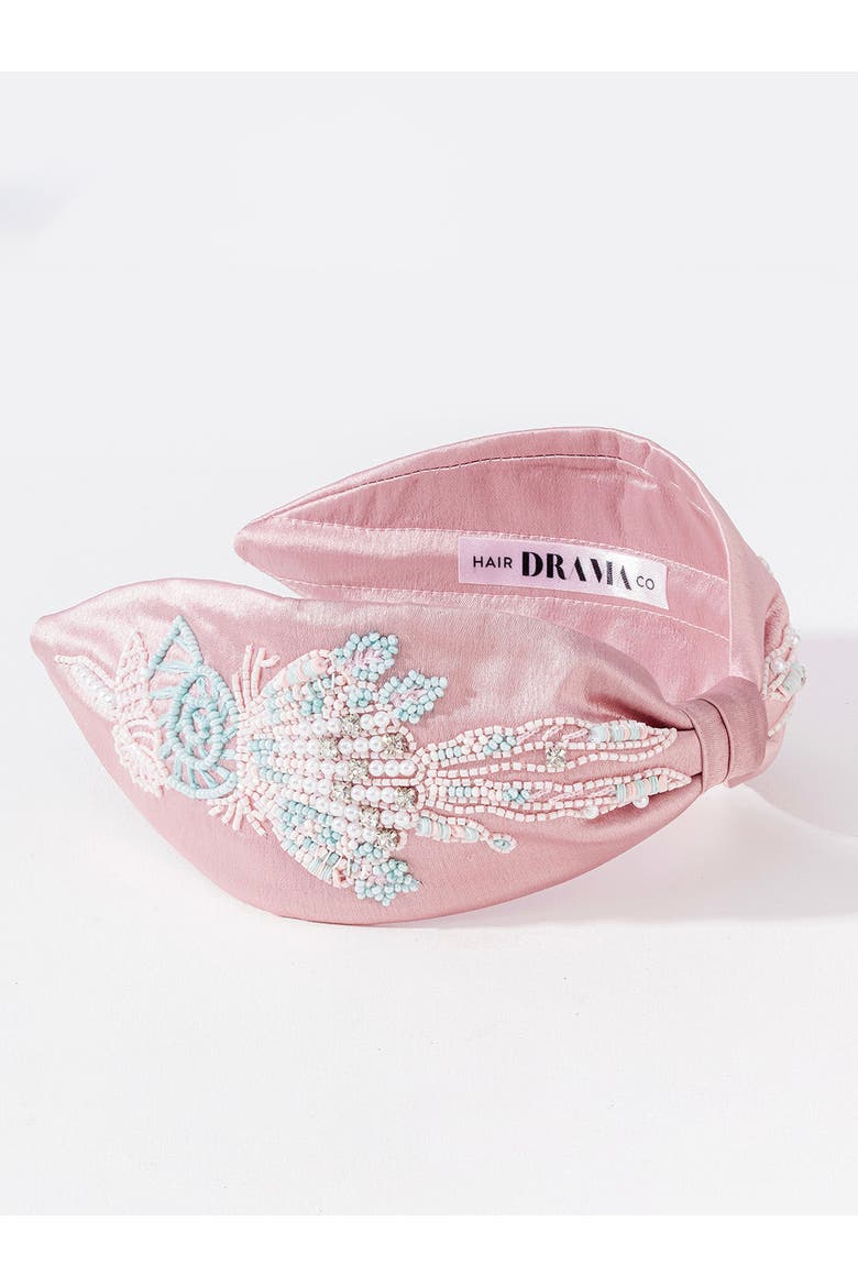 Kaia Embellished Knotted Hair Band - Pink, Alternate, color, Light Pink