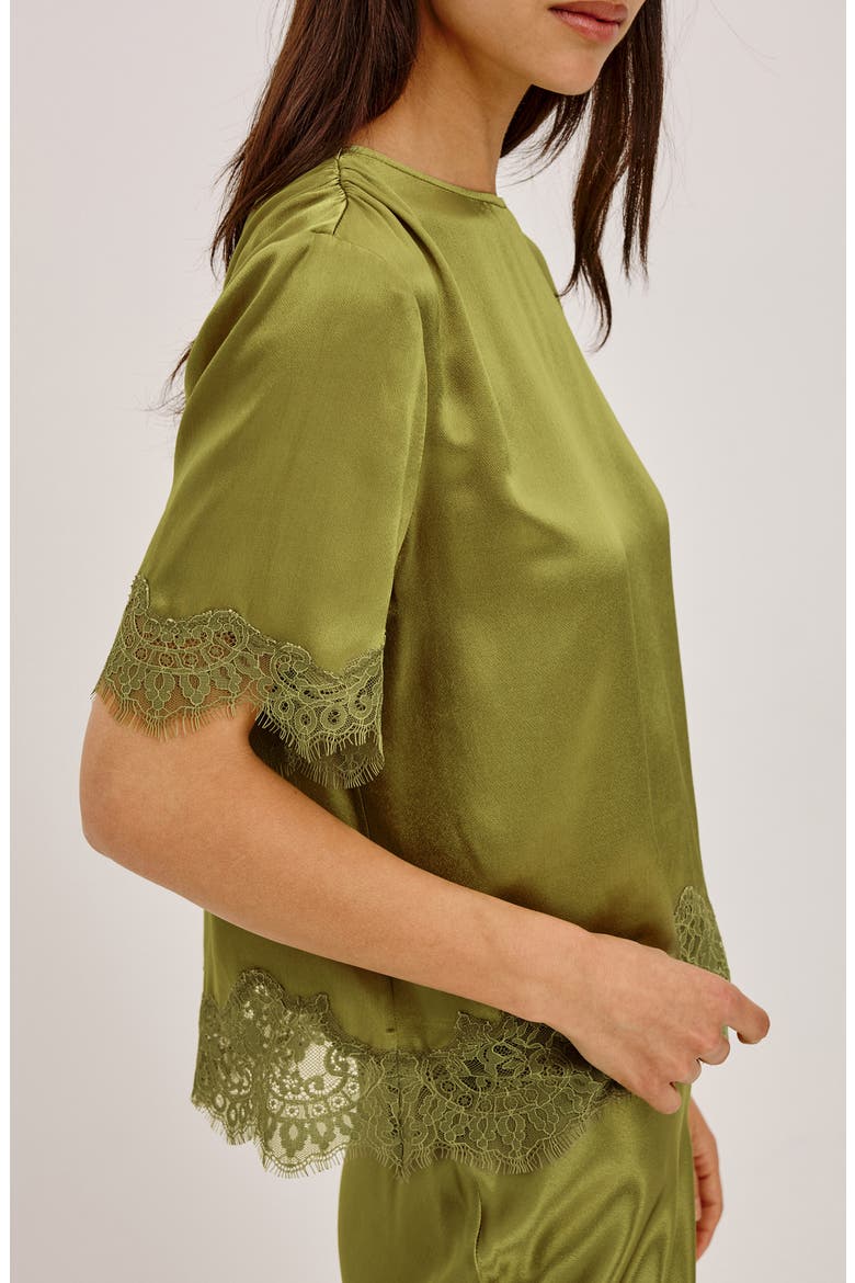 Sonora Lace Trim Top, Alternate, color, CELERY