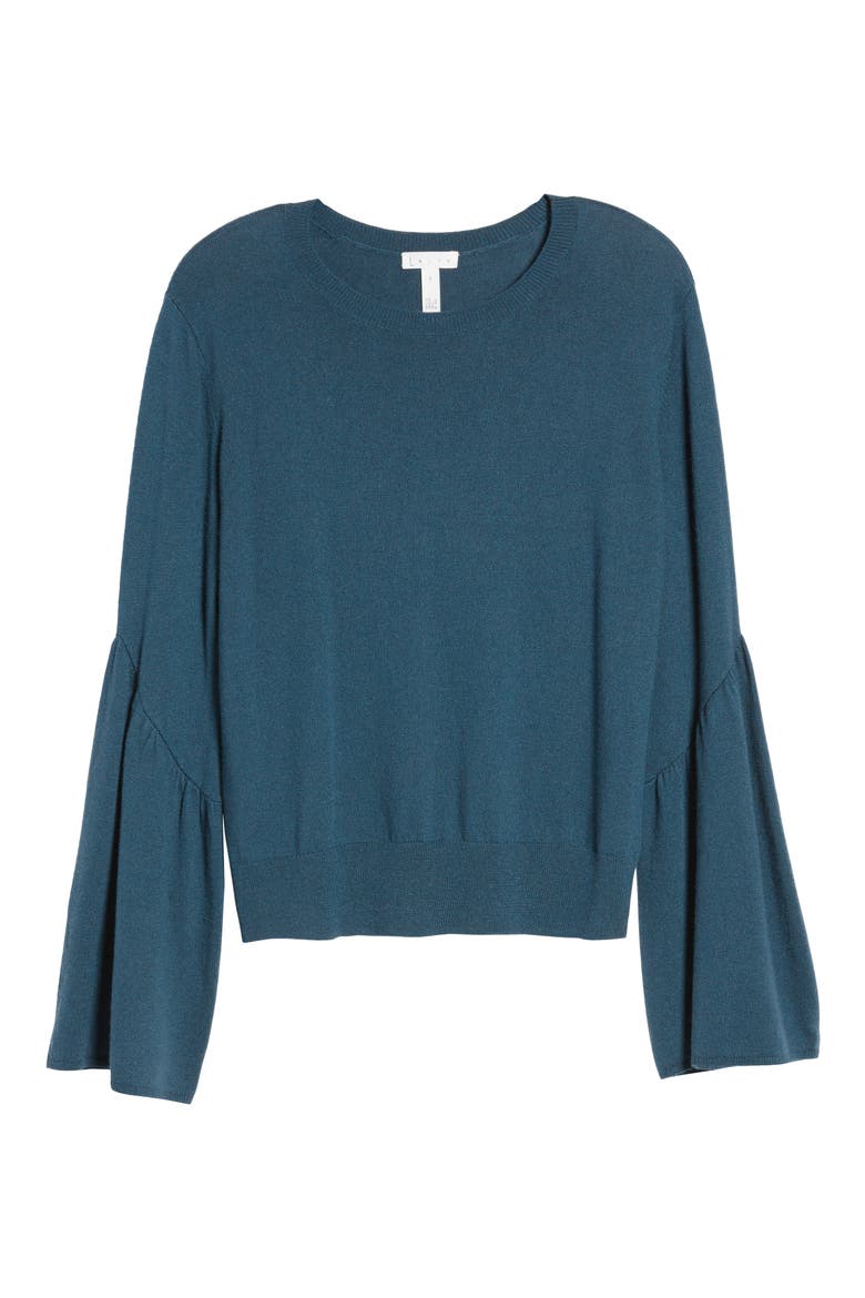 Bell Sleeve Sweater, Alternate, color, BLUE CERAMIC