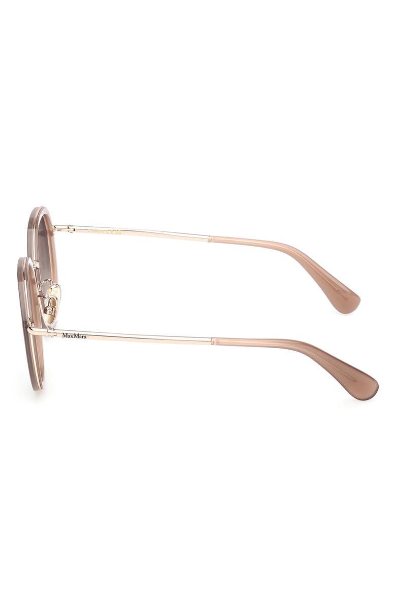 Max Mara 57mm Round Sunglasses, Alternate, color, Shiny Beige / Gradient Smoke