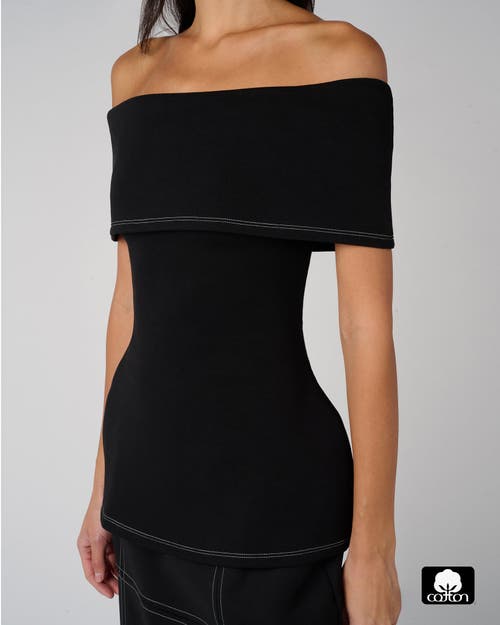 Weworewhat Off Shoulder Fold Over Top In Black