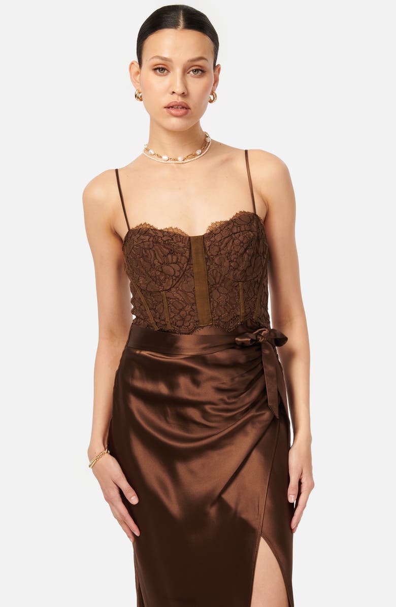 CAMI NYC Tricia Lace & Satin Slipdress, Alternate, color, Chicory