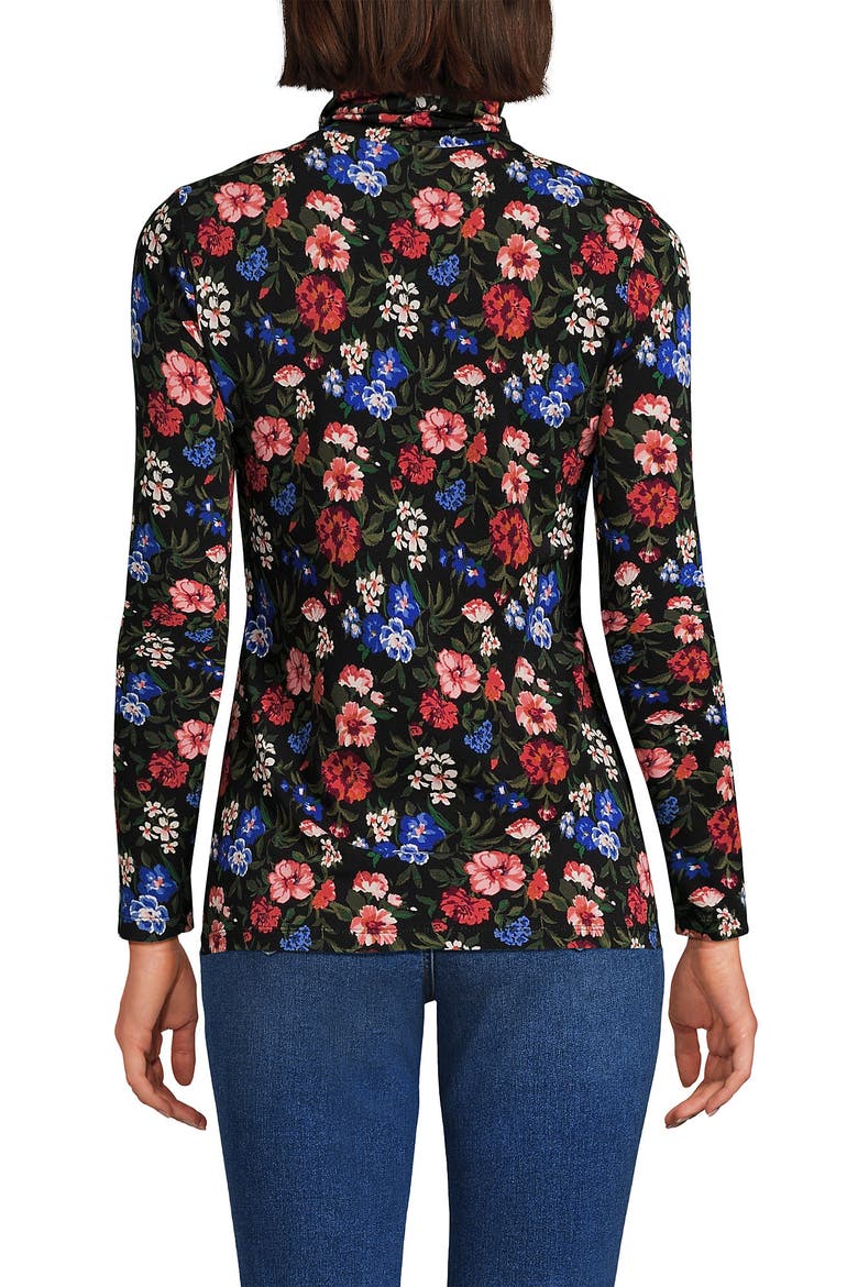 Lightweight Jersey Skimming Long Sleeve Turtleneck, Alternate, color, Black Multi Floral