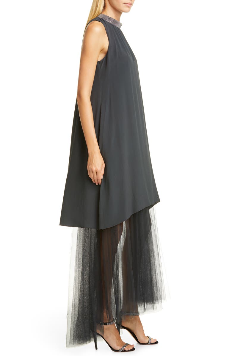Fabiana Filippi Tulle Hem Maxi Dress, Alternate, color, 