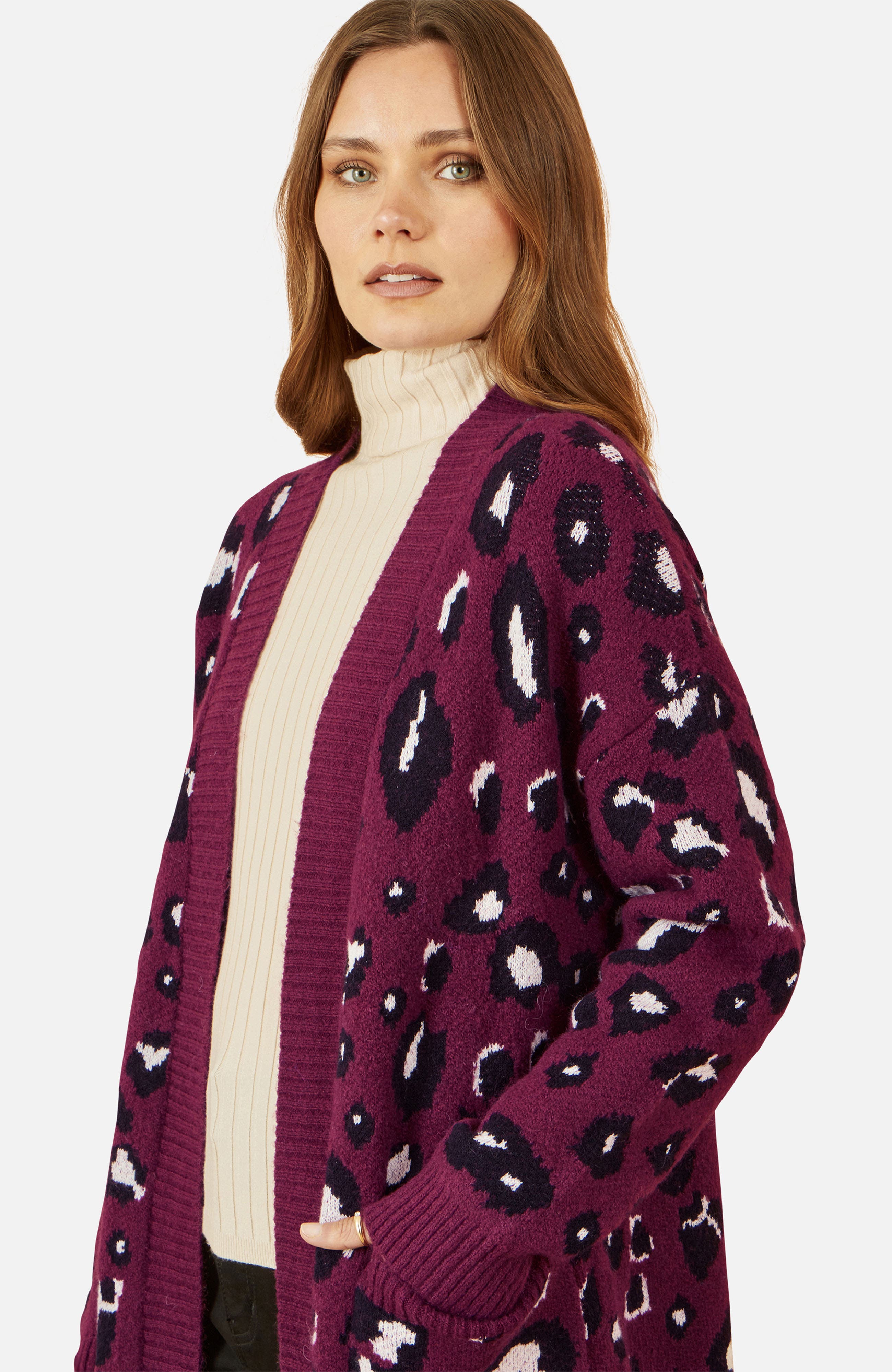 Animal Intarsia Long Cardigan thumbnail 4