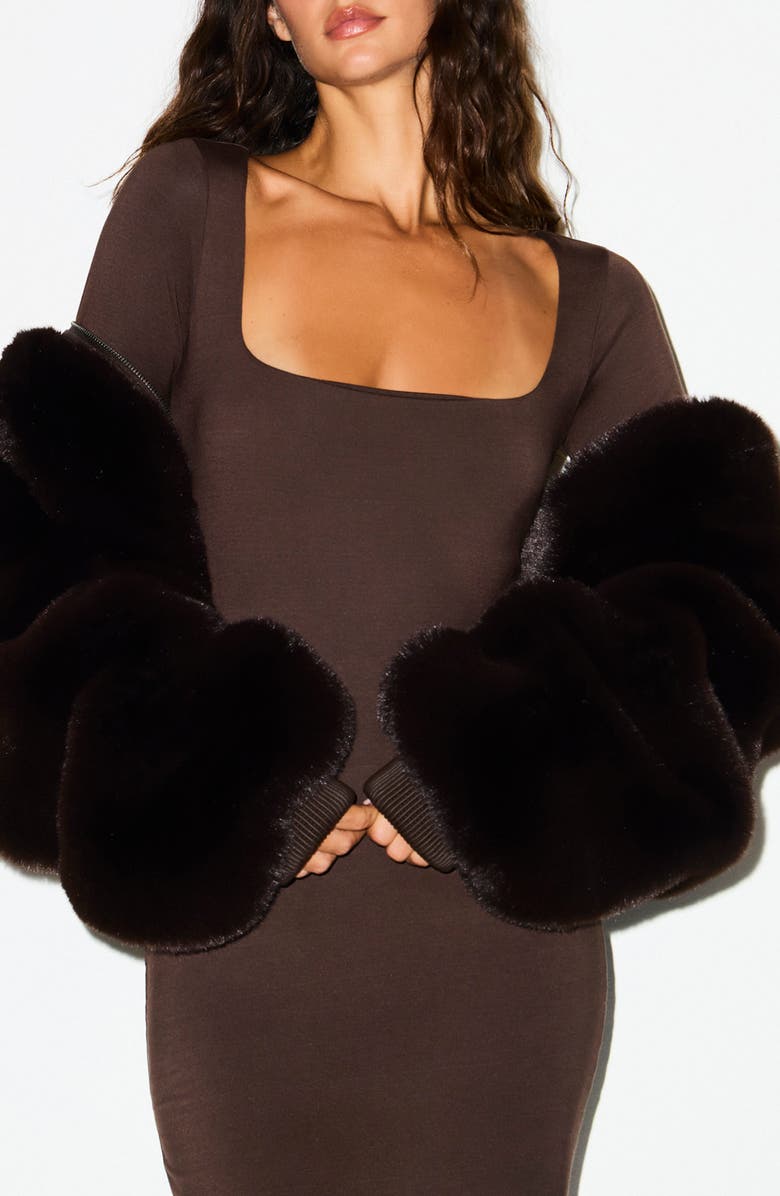 SKIMS Smooth Layers Long Sleeve Dress, Alternate, color, Espresso