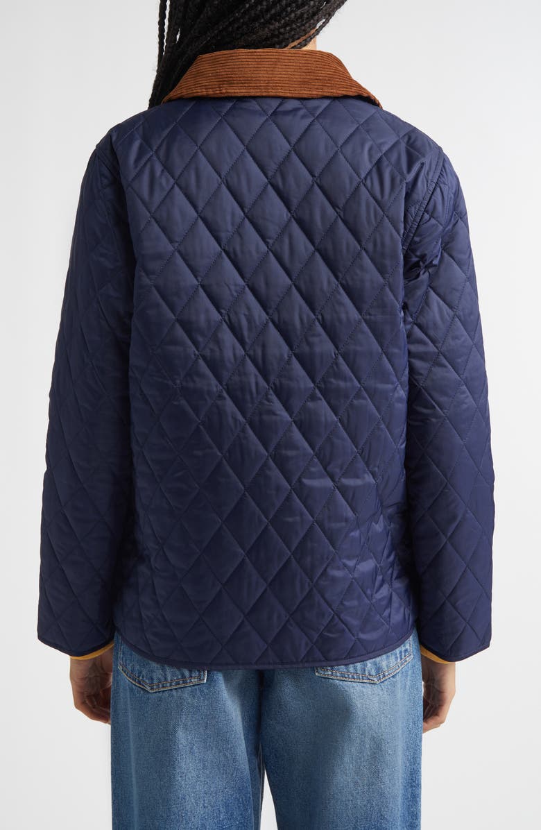 Sporty & Rich Logo Crest Quilted Nylon Jacket, Alternate, color, Dark Navy