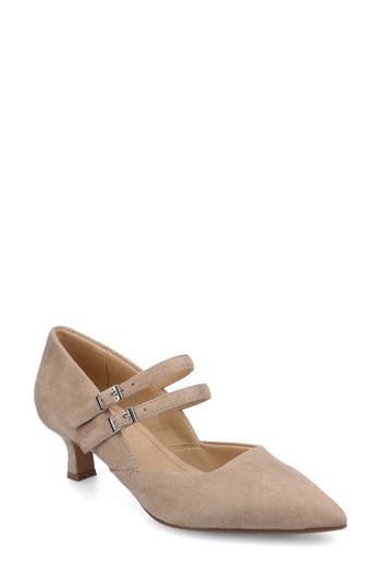 Journee Collection Journee Womens Carnation Medium And Wide Width Kitten Heel Mary Jane Pumps In Brown