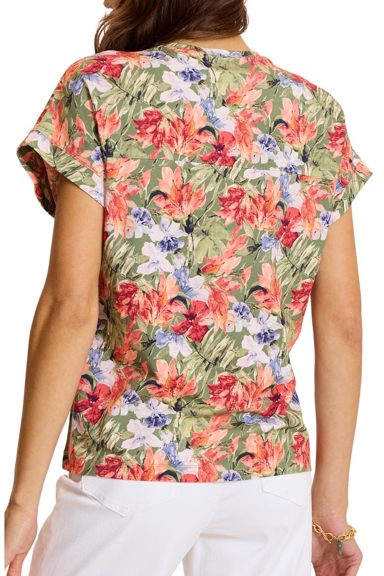 Kauai Island Blooms V-Neck T-Shirt, Alternate, color, DUSTY SAGE