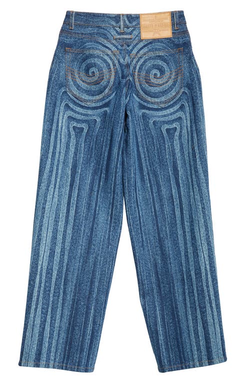 Jean Paul Gaultier Spiral Print Straight Leg Jeans In Indigo
