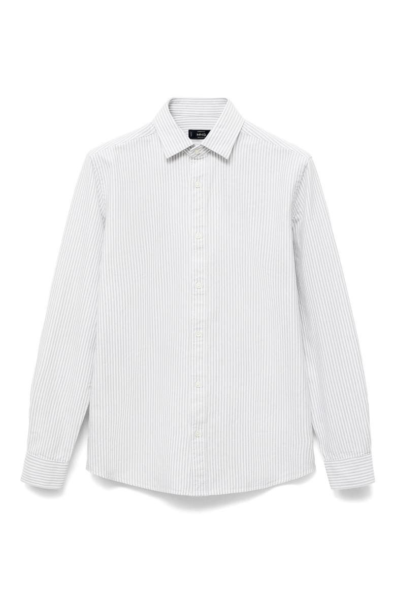 Stripe Cotton Button-Up Oxford Shirt, Main, color, GREY
