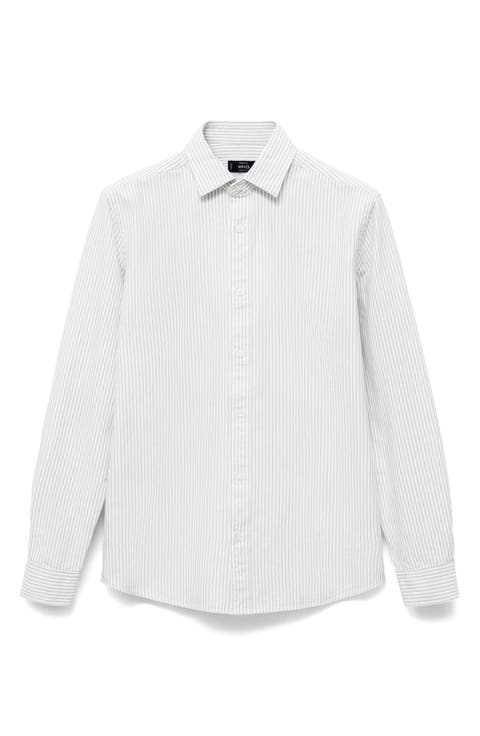 Stripe Cotton Button-Up Oxford Shirt