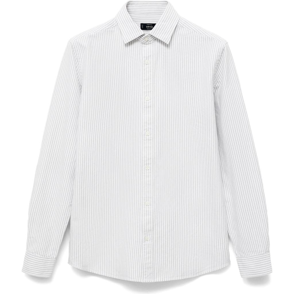 Mango Stripe Cotton Button-up Oxford Shirt In White