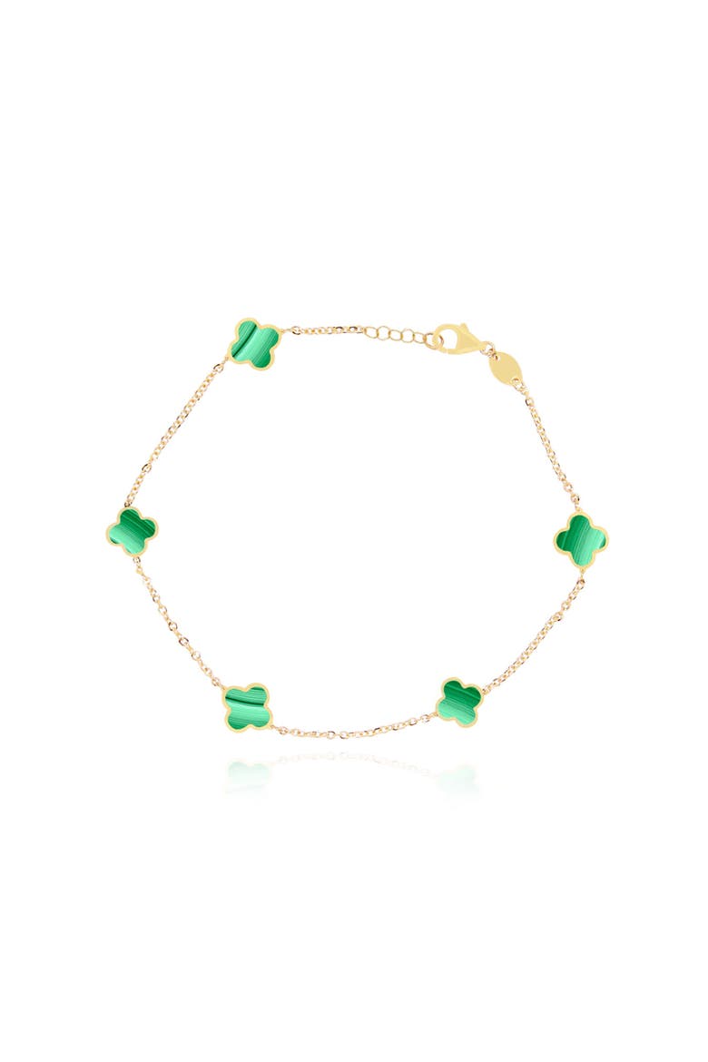 Mini Malachite Clover Bracelet, Main, color, Malachite