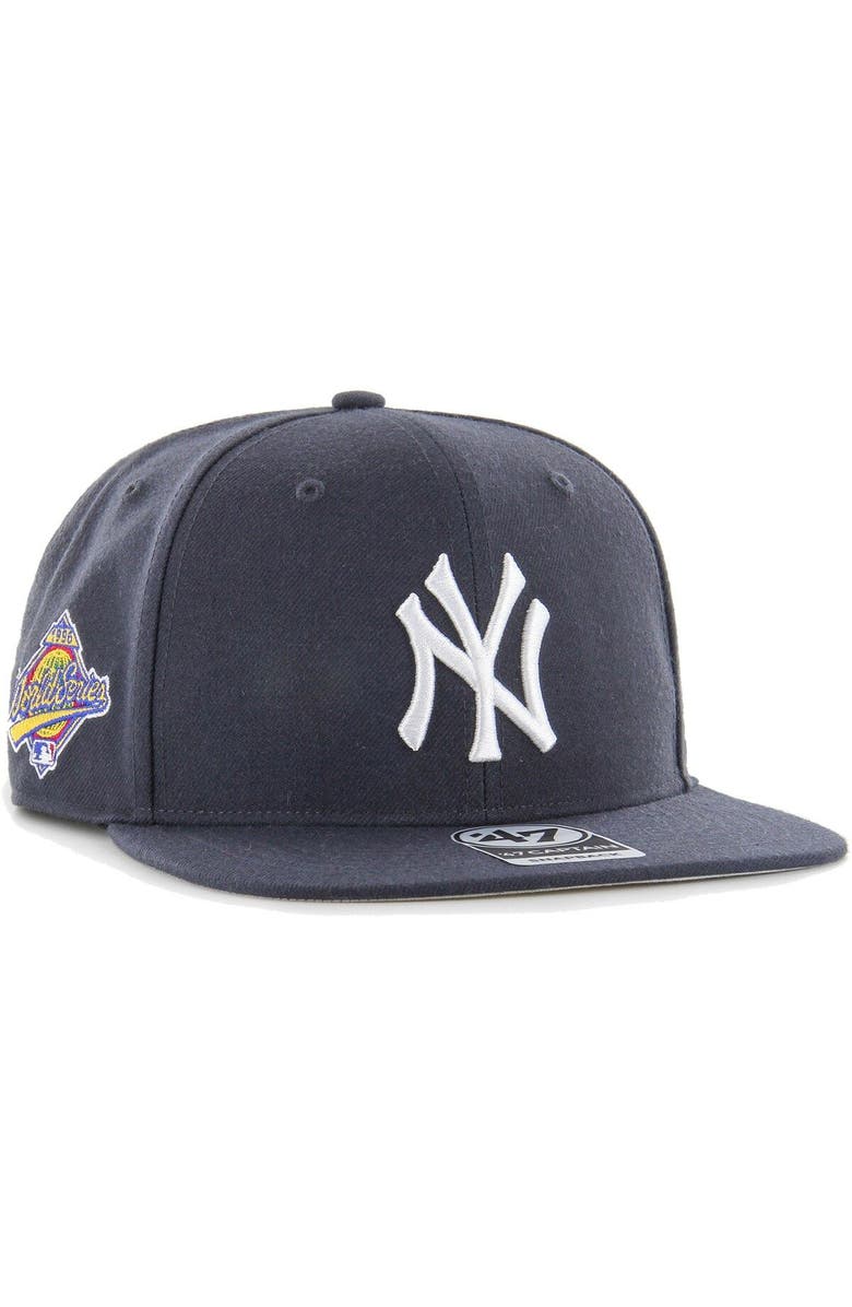 '47 Men's '47 Navy New York Yankees 1996 World Series Sure Shot Captain Snapback Hat, Main, color, 