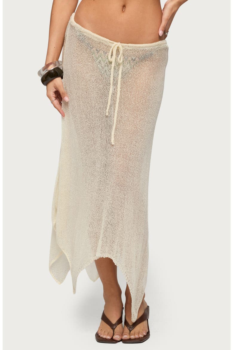 Isla Sheer Knit Cover-Up Skirt, Main, color, BEIGE