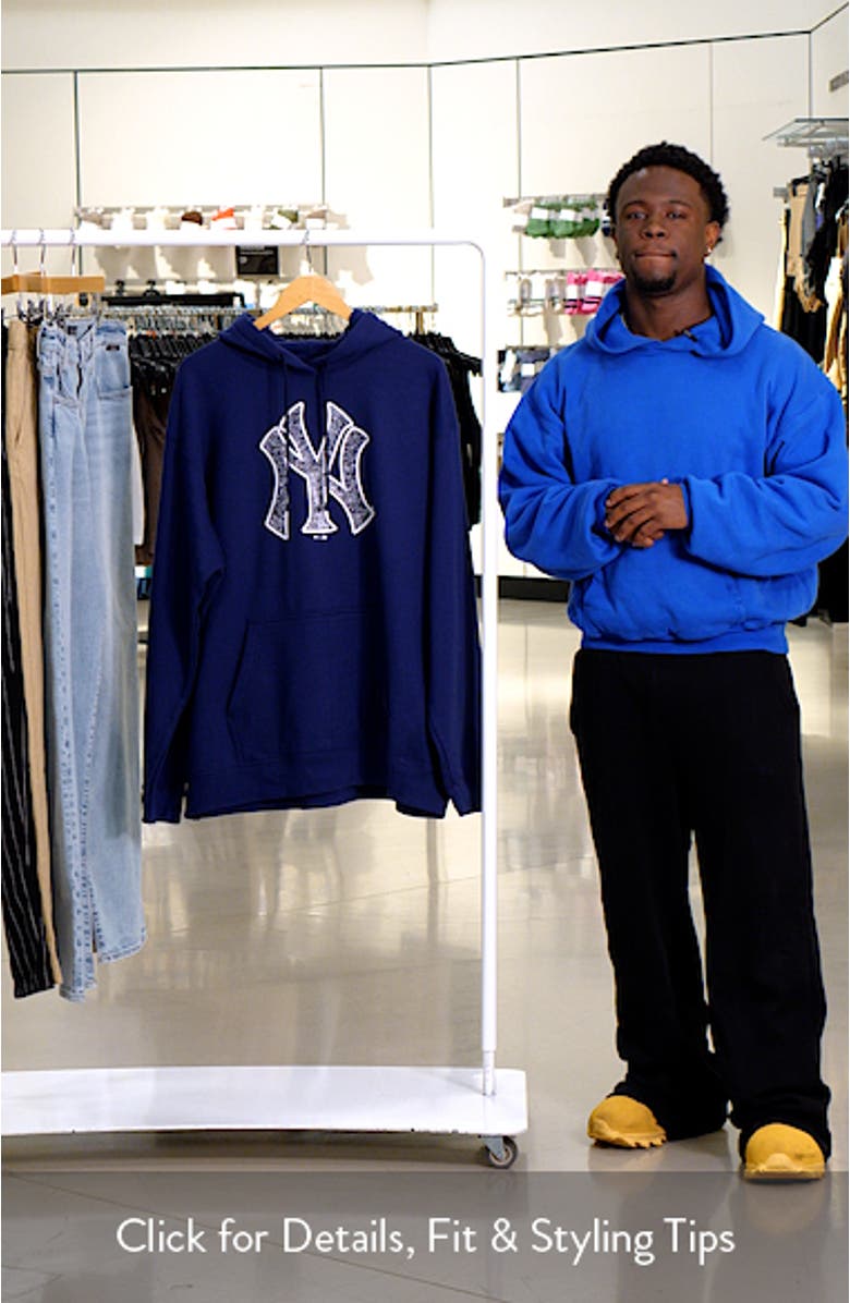 Men's Fanatics Branded Navy New York Yankees Static Logo Pullover Hoodie, sales video thumbnail