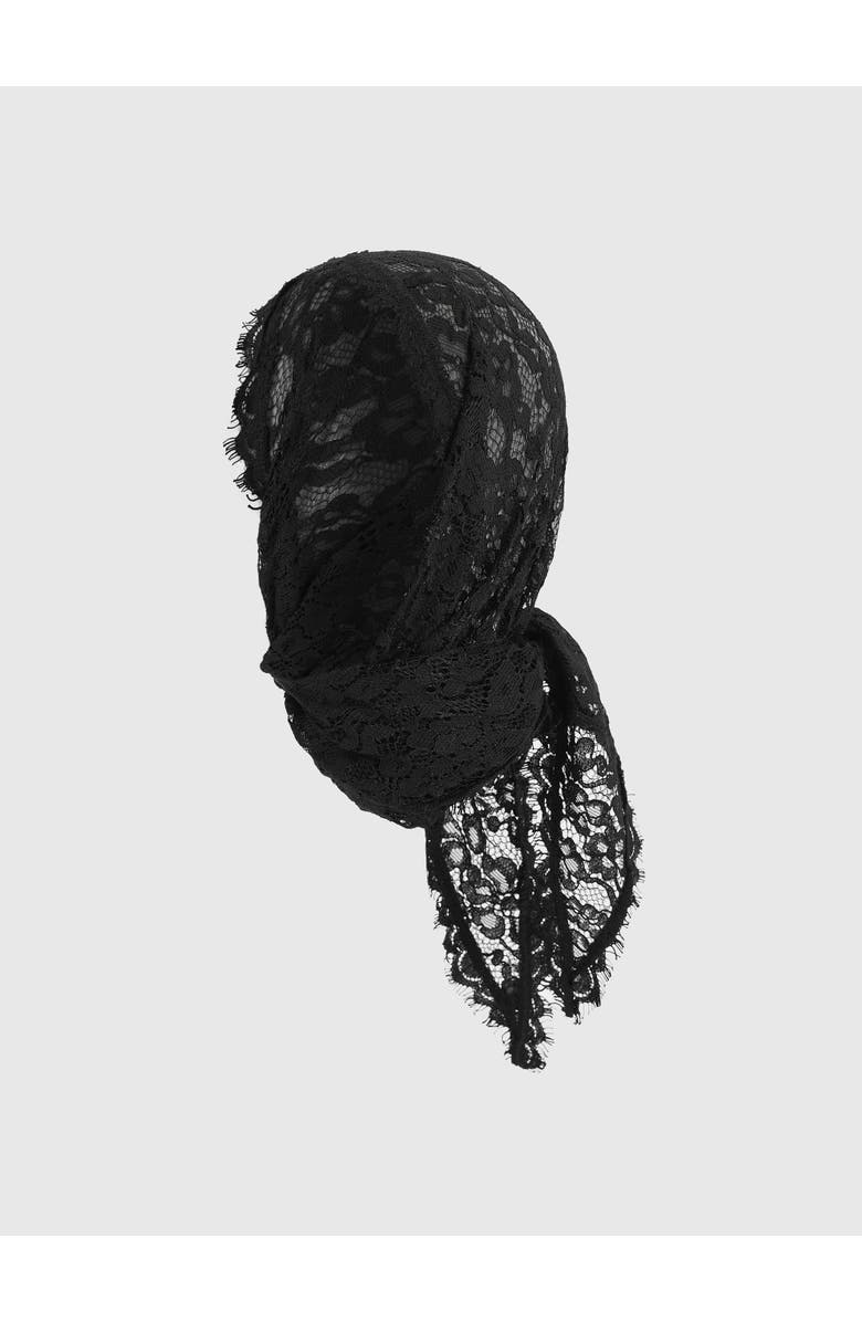 Manière De Voir Kadia Lace Head Scarf, Alternate, color, Black