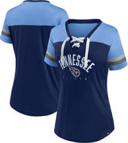 FANATICS Women's Fanatics Branded Navy/Light Blue Tennessee Titans Blitz & Glam Lace-Up V-Neck Jersey T-Shirt