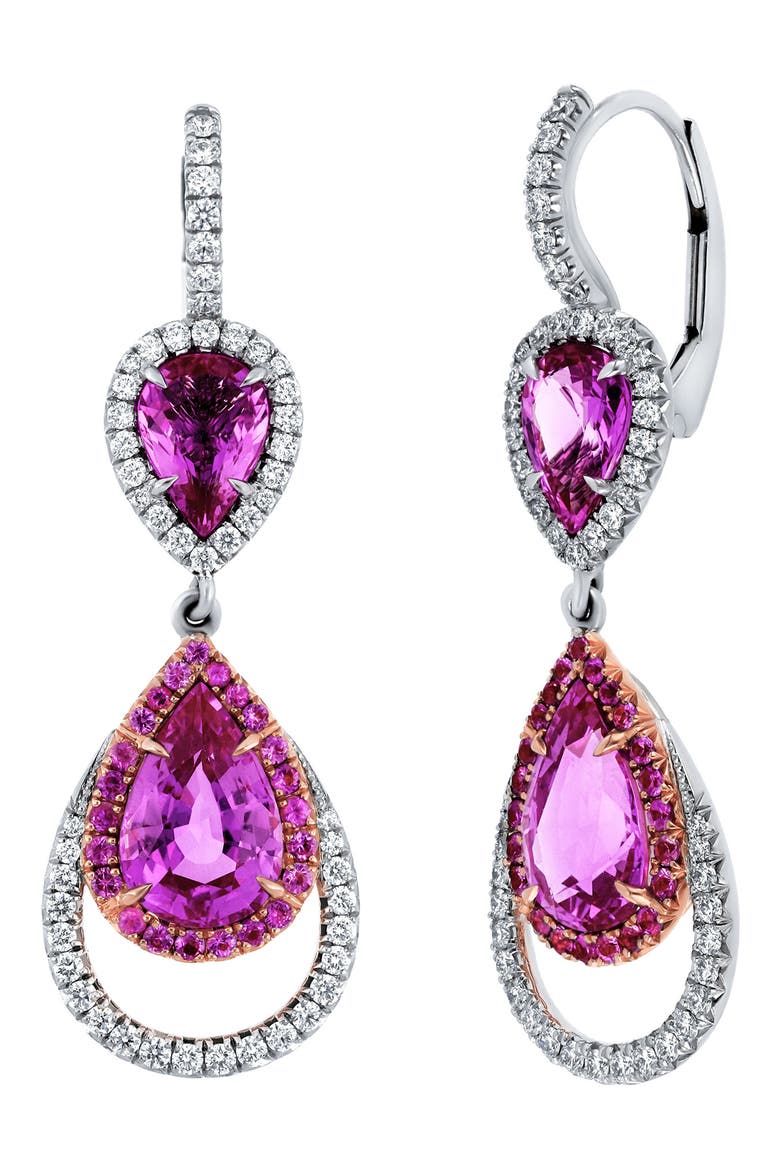 Pink Sapphire & Diamond Drop Earrings (Nordstrom Exclusive), Main, color, PINK SAPPHIRE PLATINUM