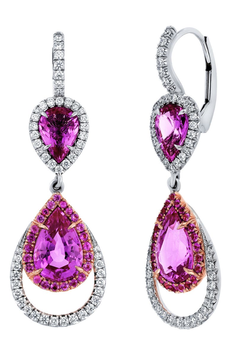 Bony Levy Pink Sapphire & Diamond Drop Earrings, Main, color, 